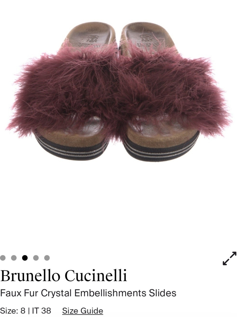 Brunello Cucinelli Plum Faux Fur Slide Sandals